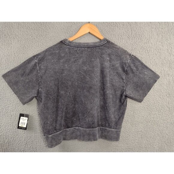 Affliction NEW AC Cali Ride Fleece Black Lava Wash Crop Top Sweatshirt Large - Picture 2 of 10